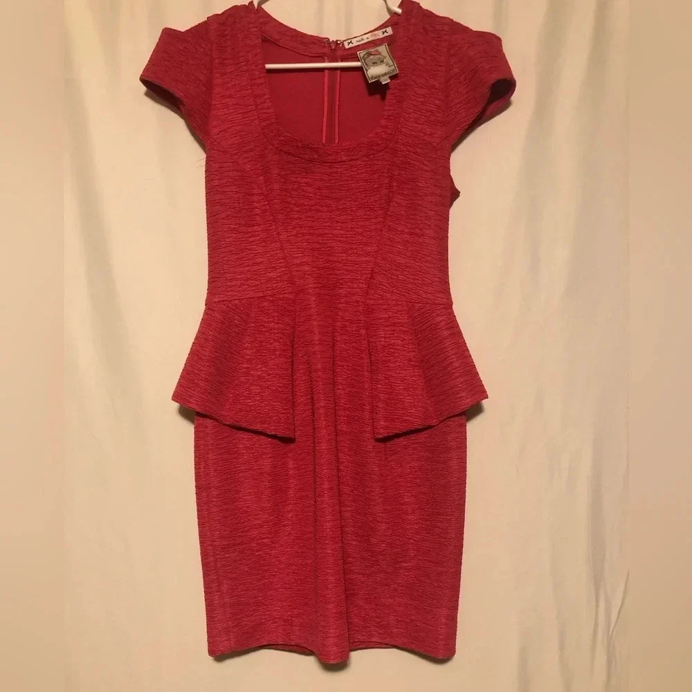 Yoana Baraschi Anthropology Fitted Mini Dress with Peplum at Hips